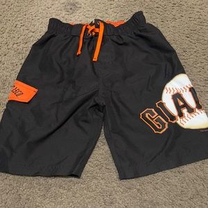 MLB SF Giants Boys Swim Shorts Black with logo and side Pocket